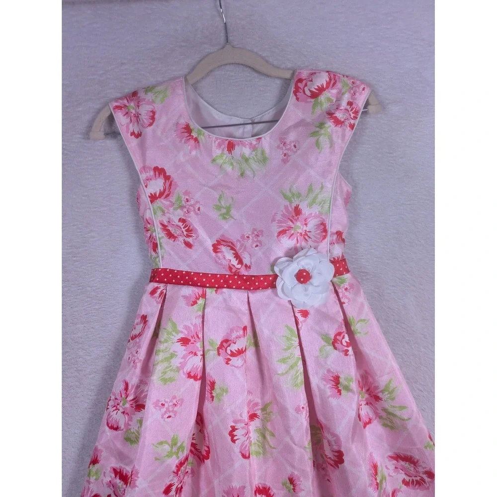 Jona Michelle Floral Dress Girl's Size 8 Pink 3D Flower Bow Back Party